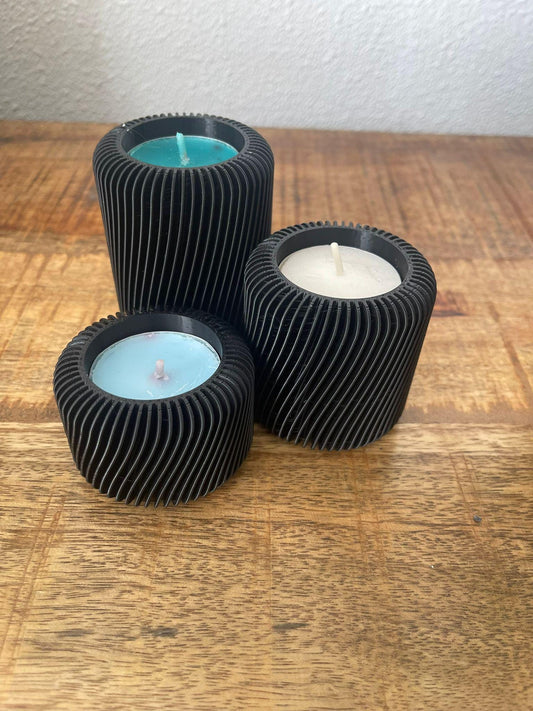 Elegant Ripple Waxinelichthouder Set - 3D Geprint - 3DPrintingArtist